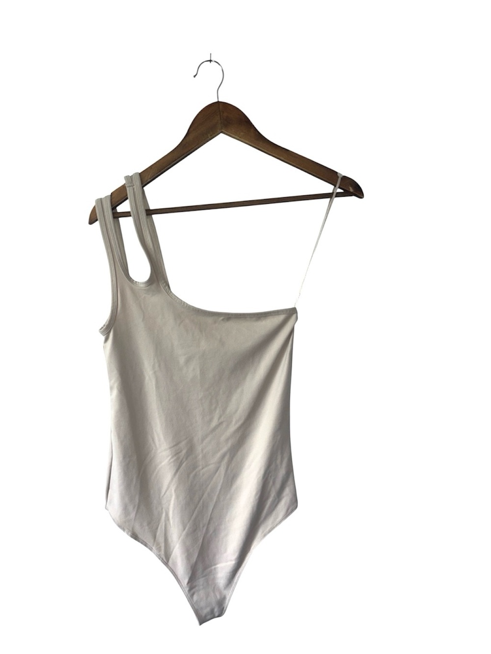NEW Abercrombie & Fitch Soft A&F Bodysuit One Shoulder Cream Size Medium